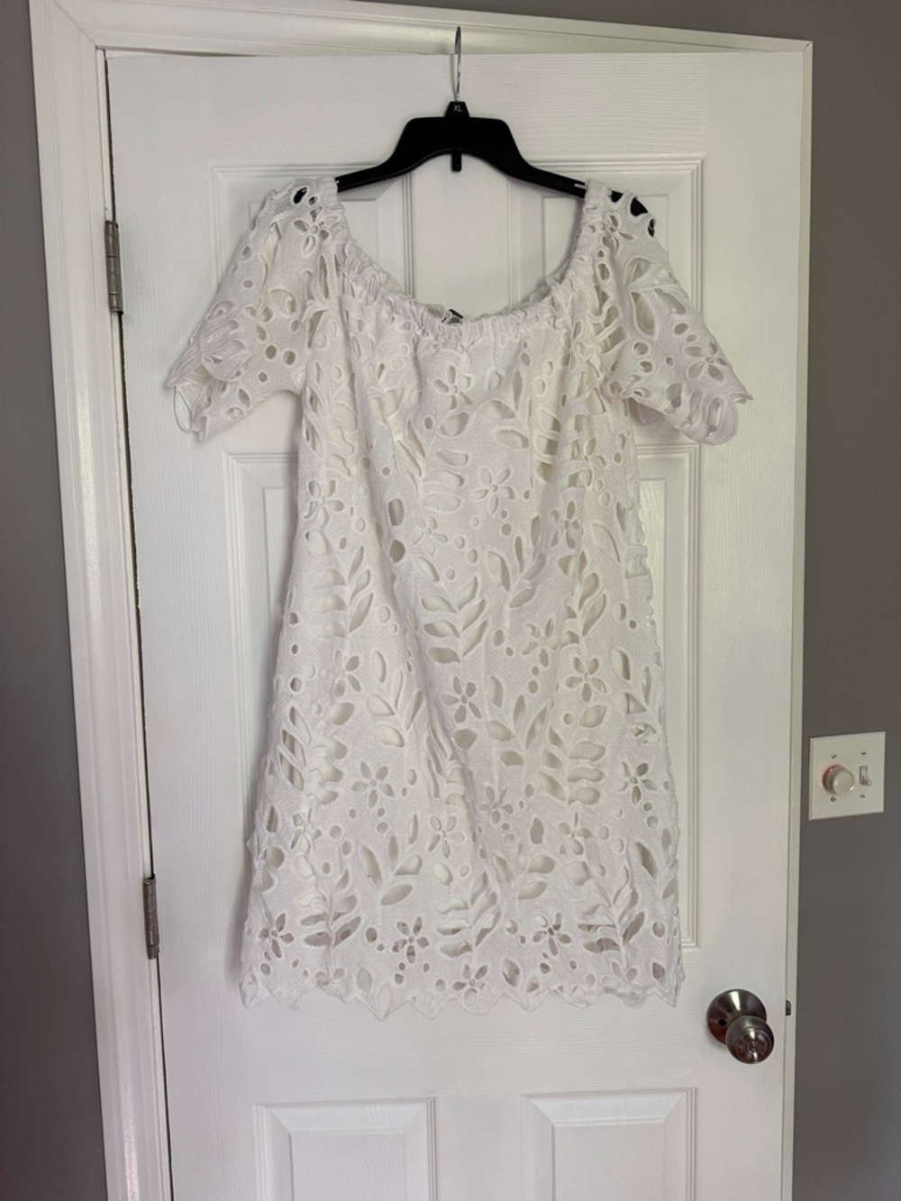White One-Shoulder Eyelet Dress
